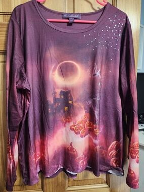 Long-Sleeve Halloween Pumpkin Top
